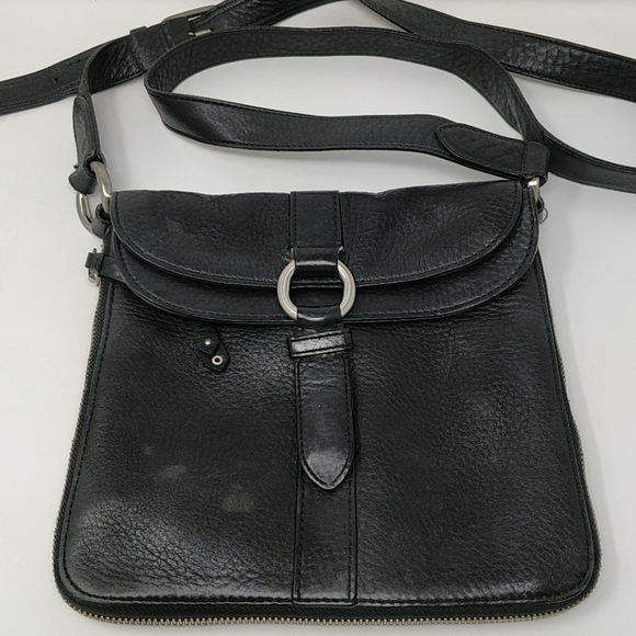 Cole Haan Handbags - Cole Haan Black Pebbled Leather Flap Crossbody Bag
